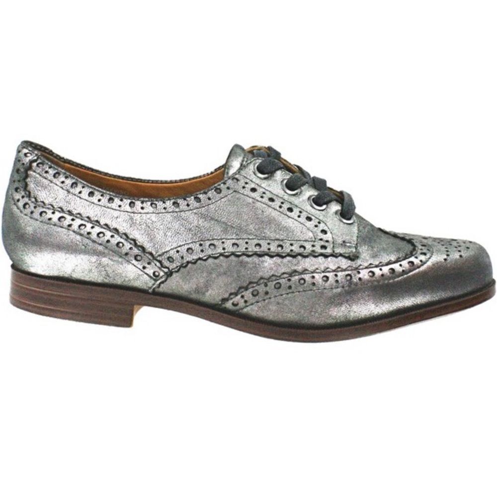 Earthies Silver Brogue Women's Shoes
